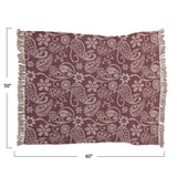 Cotton Throw Blanket with Paisley Pattern and Tassels
