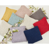 Cotton Throw Pillow With Crochet Pom Pom Design And Down Filling