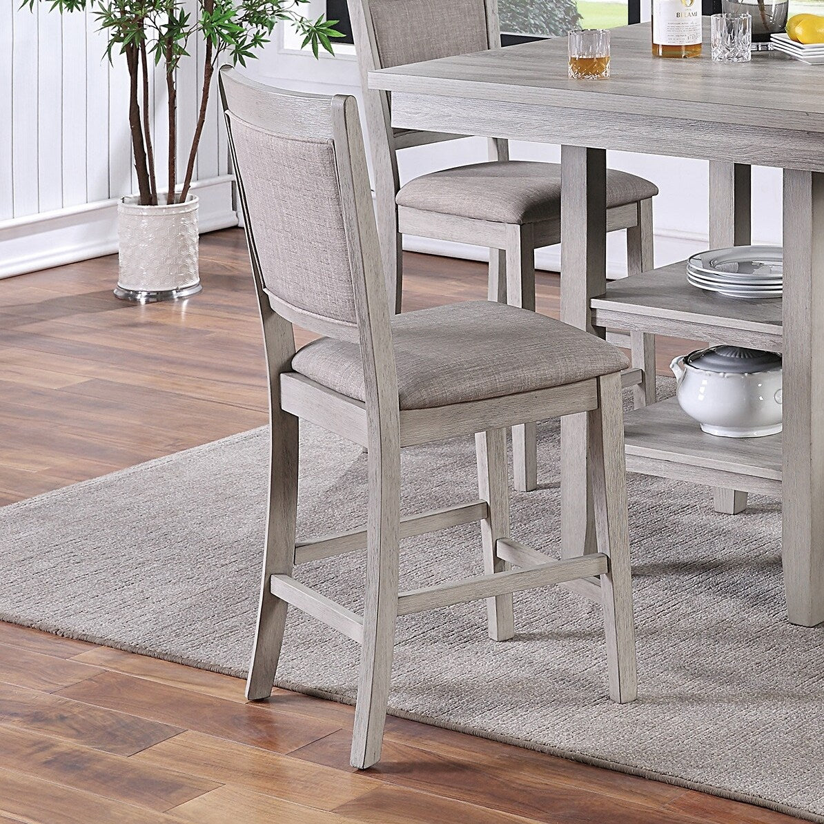 Counter Height 5-Pieces Dining Table Set with Shelves