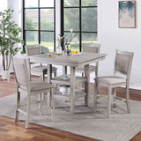 Counter Height 5-Pieces Dining Table Set with Shelves