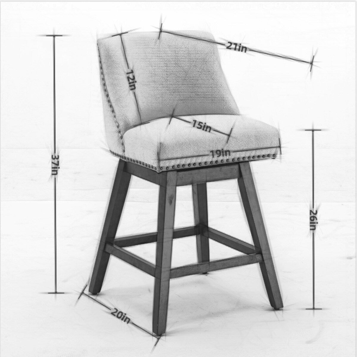 Counter Height Upholstered Swivel Bar Stools Set of 2