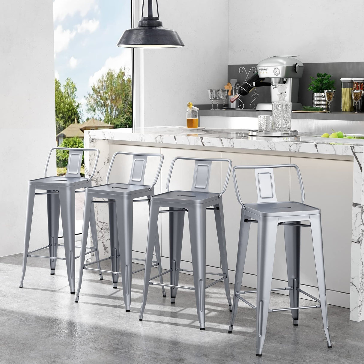 Counter height stools Set of 4 ,outdoor bar stools Low Back - 26inch