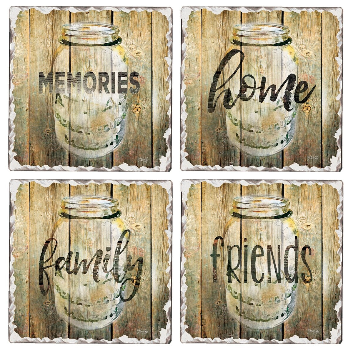 Counterart Absorbent Stone Coasters - Family Time - Set of 4 - 4x4x79