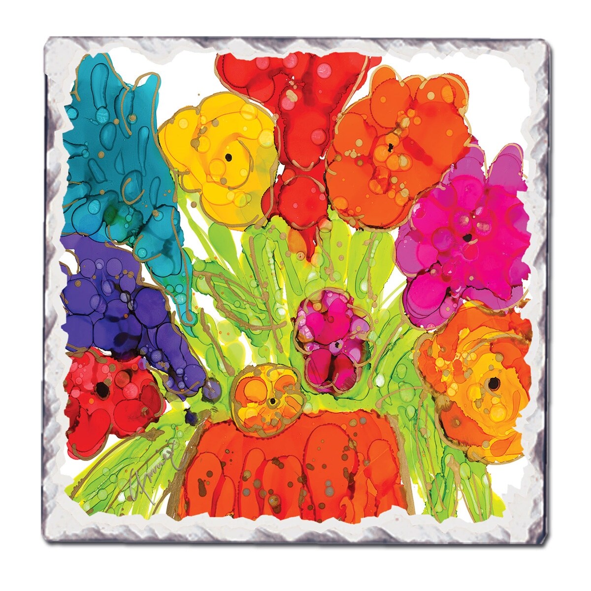 Counterart Absorbent Stone Coasters - Lovitude 11 - Set of 4 - 4x4x1.0