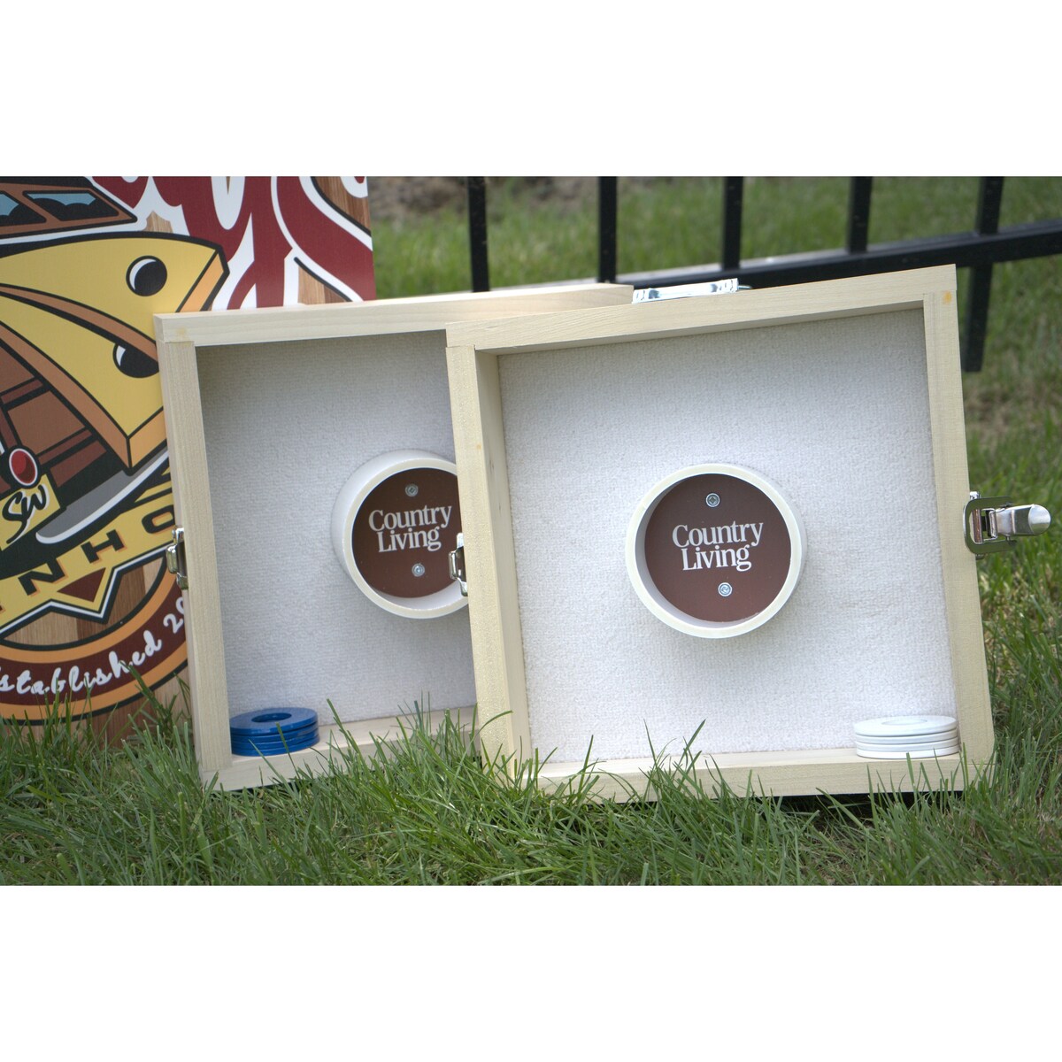 Country Living Reclaimed and Black Geometric Washer Toss Game - N/A