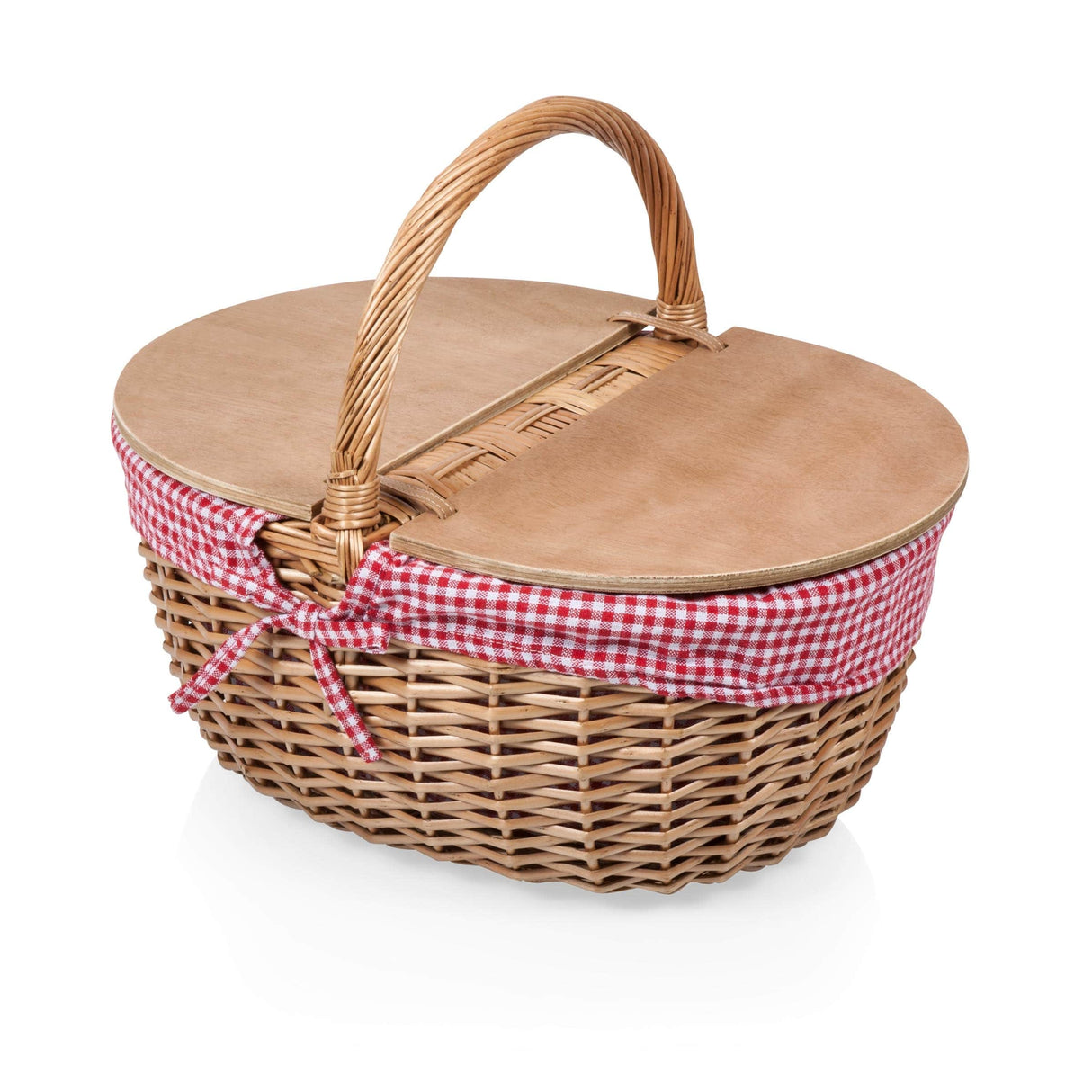 Country Picnic Basket, (Red & White Gingham Pattern) - N/A
