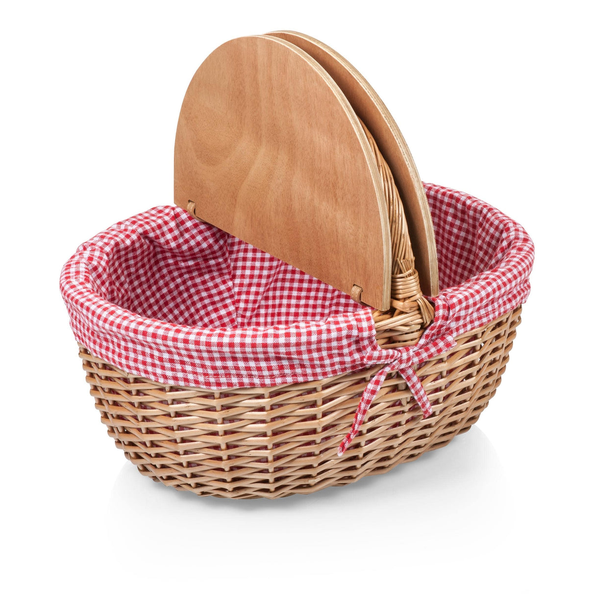 Country Picnic Basket, (Red & White Gingham Pattern) - N/A