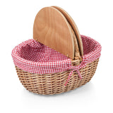 Country Picnic Basket, (Red & White Gingham Pattern) - N/A