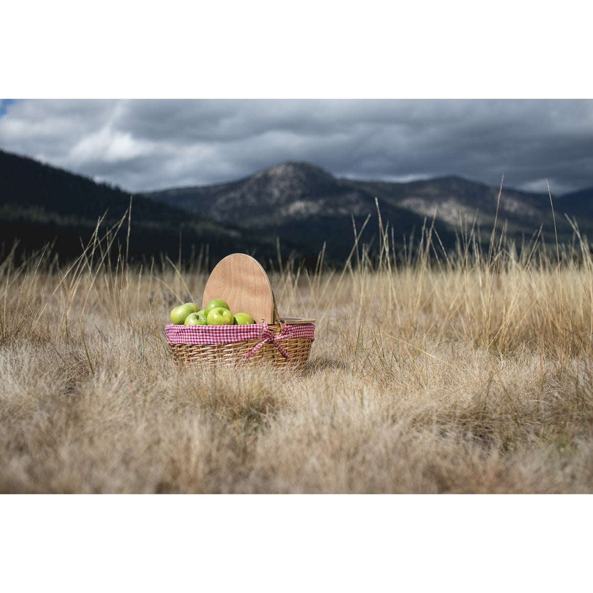 Country Picnic Basket, (Red & White Gingham Pattern) - N/A
