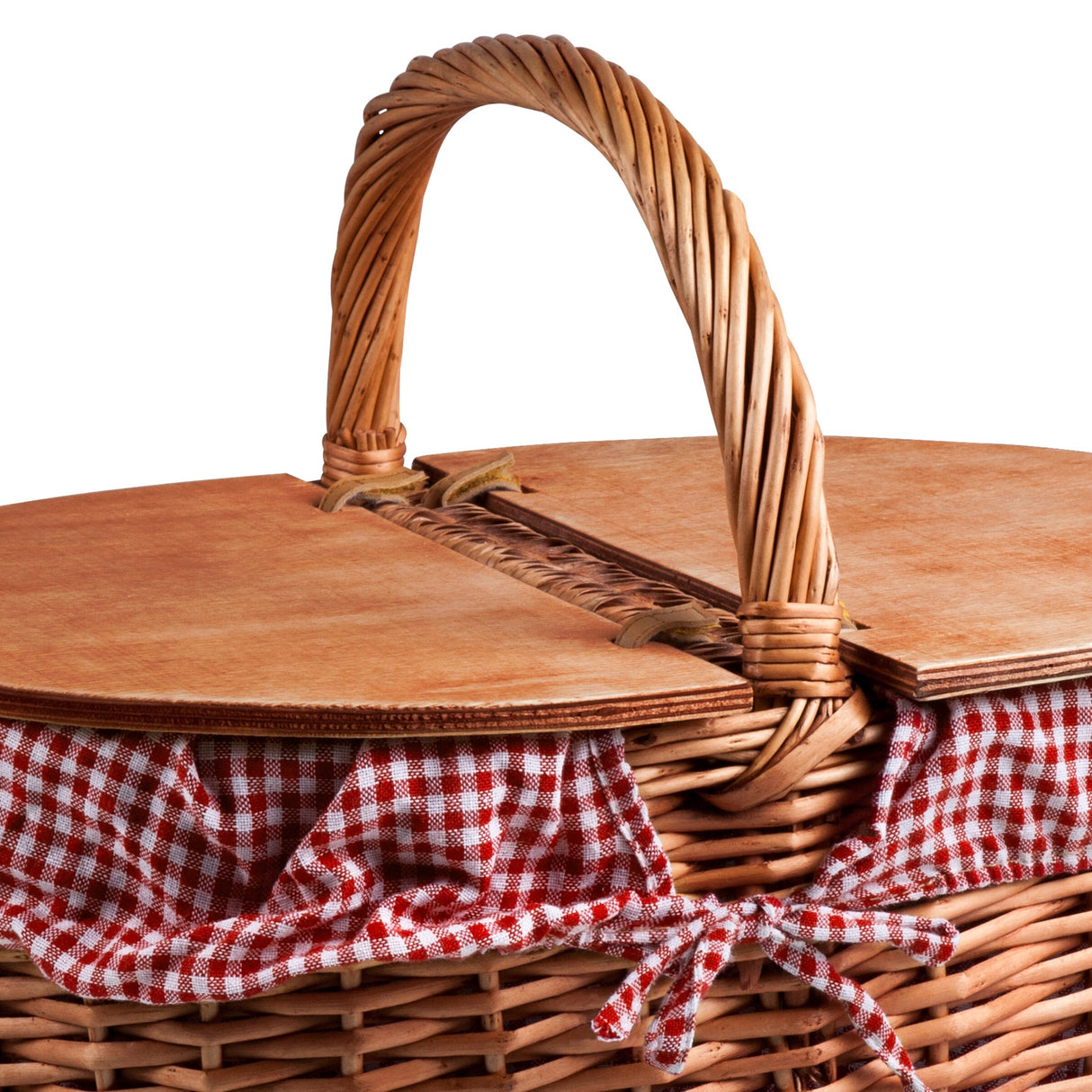 Country Picnic Basket, (Red & White Gingham Pattern) - N/A