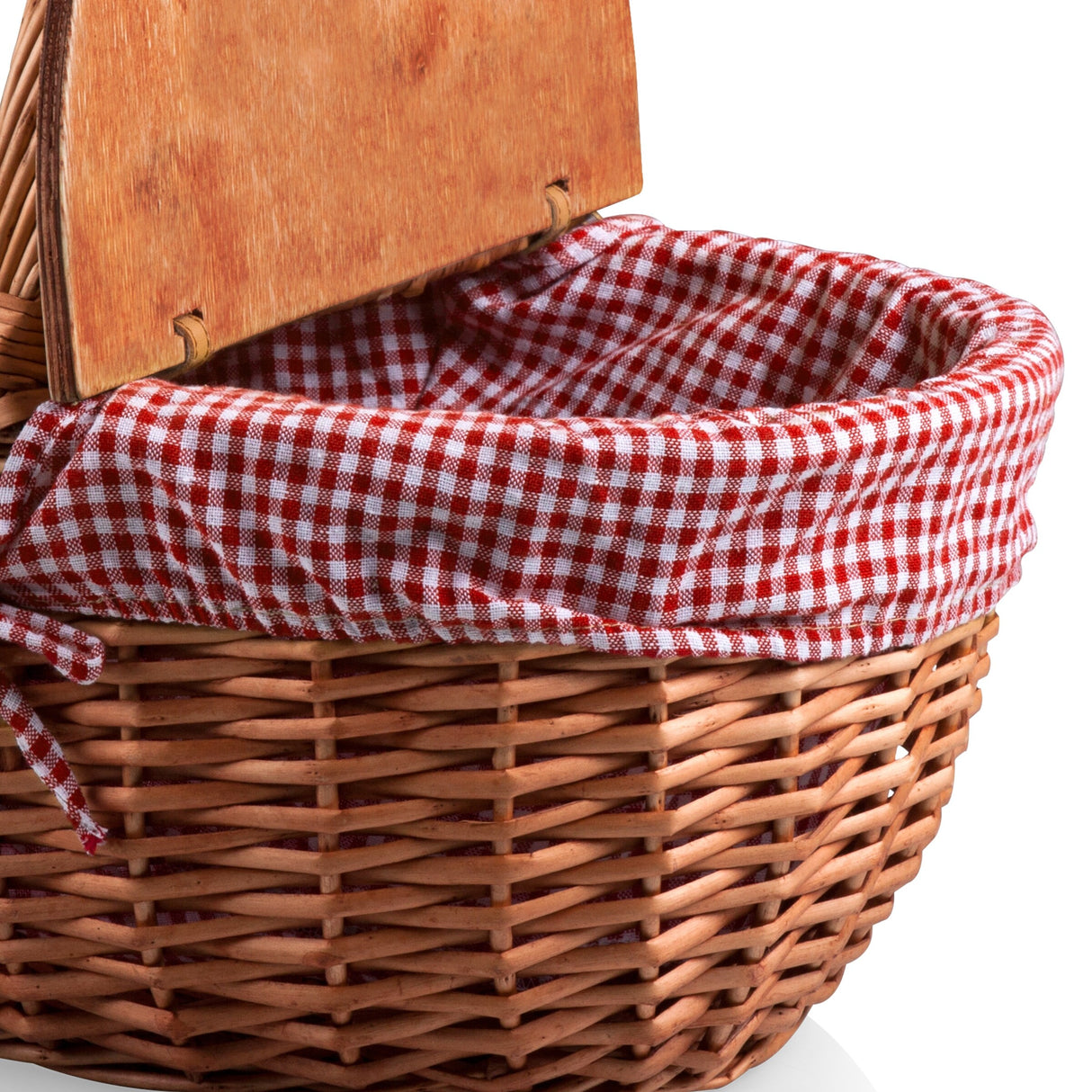 Country Picnic Basket, (Red & White Gingham Pattern) - N/A