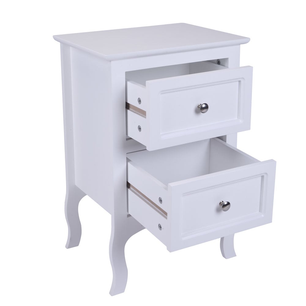 Country-style Wooden 2-drawer End Table Nightstand