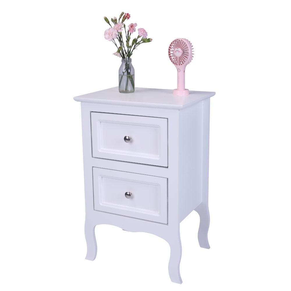 Country-style Wooden 2-drawer End Table Nightstand