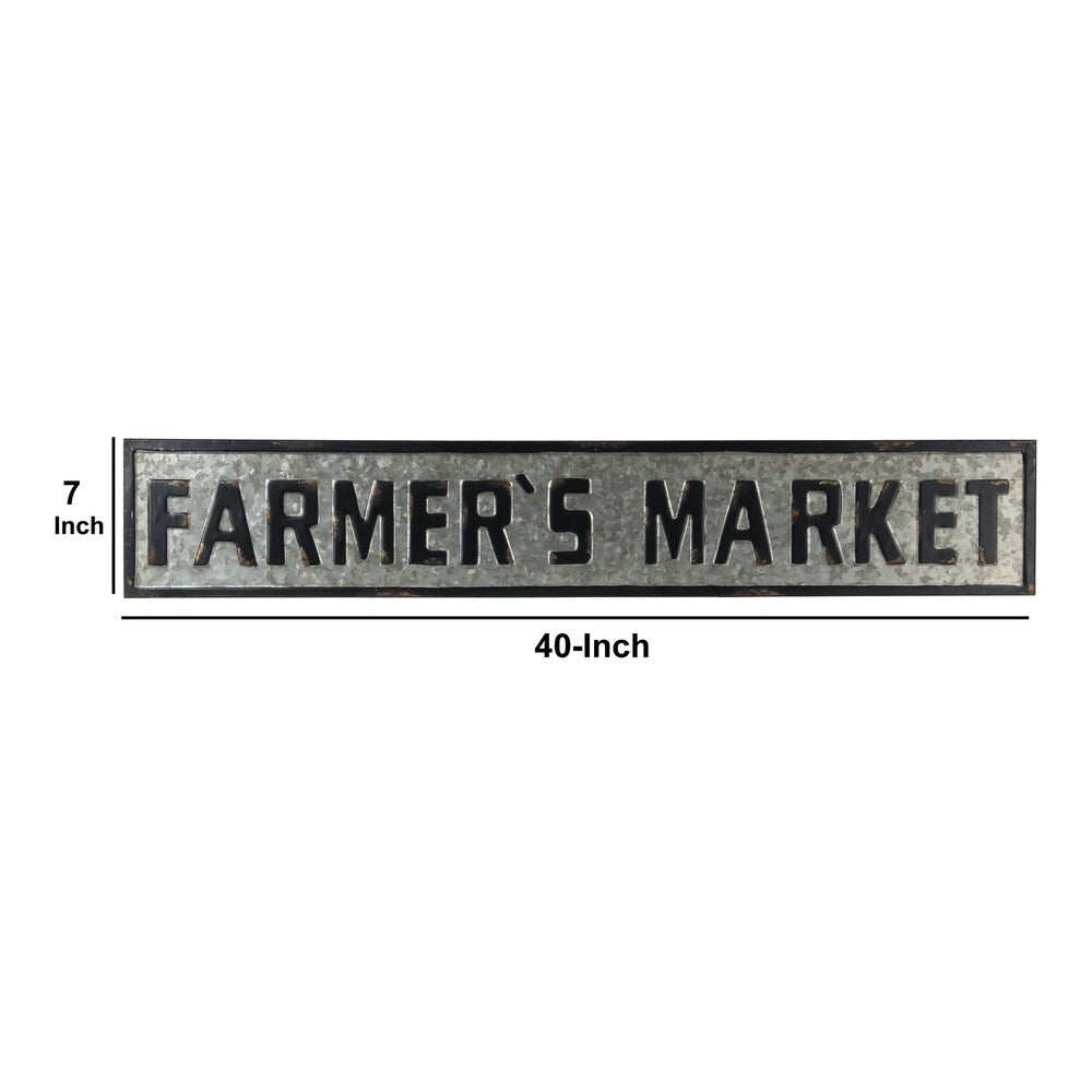 Countryside Metal Farmers Market Decor Sign, Black and Silver