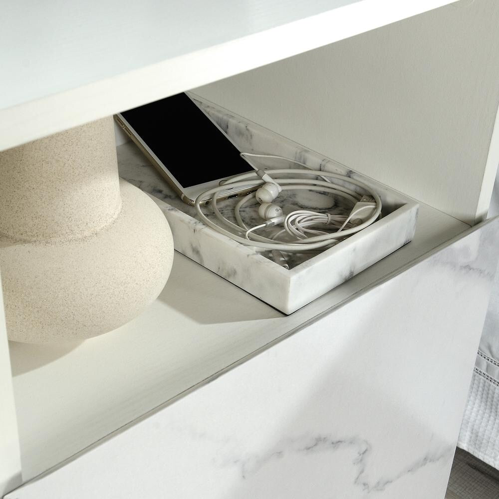 Court Pearl Nightstand with Faux Marble Accent