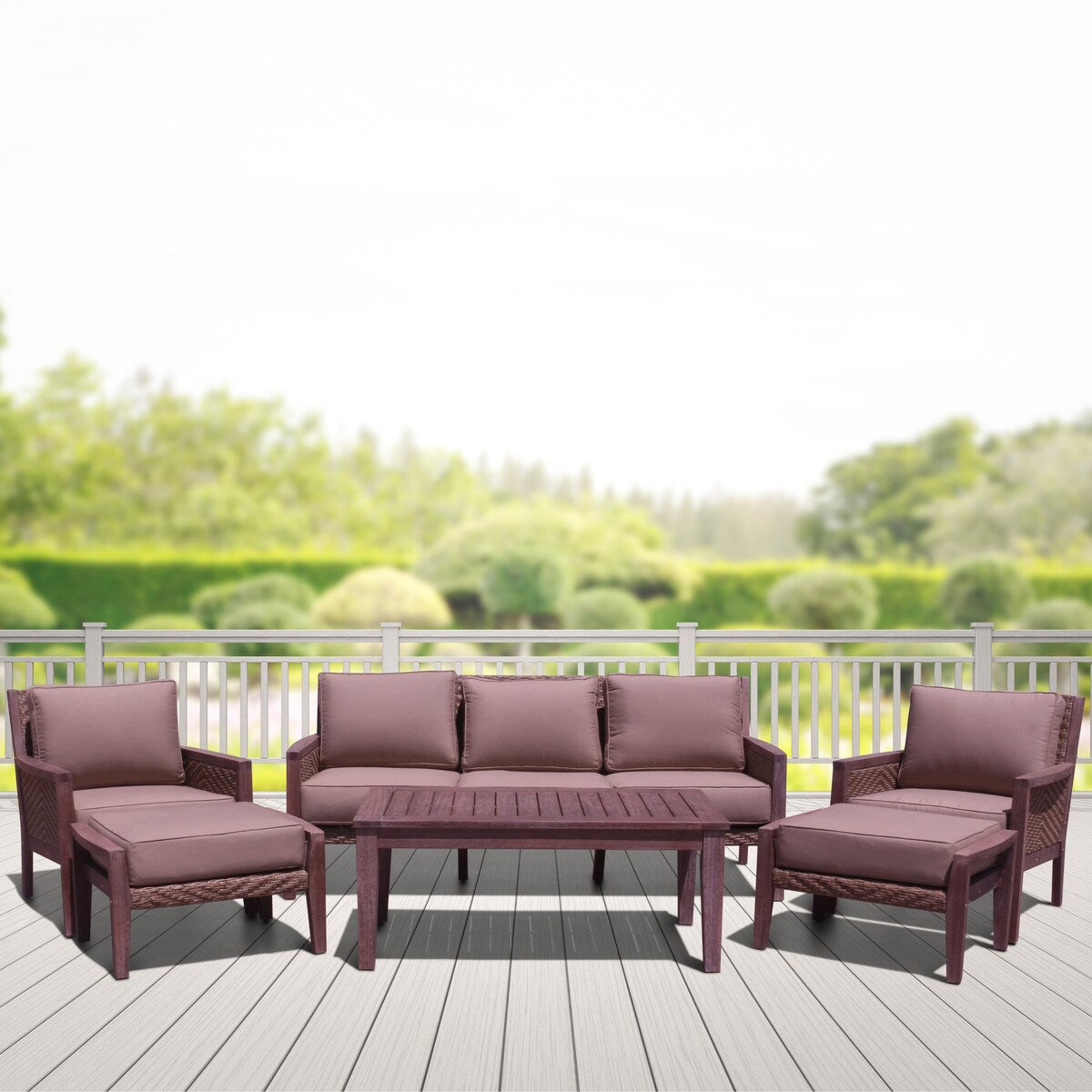 Courtyard Casual Buena Vista II 6 pc Sofa Set Includes: One Sofa, One Coffee Table, Two Club Chairs & Two Ottomans