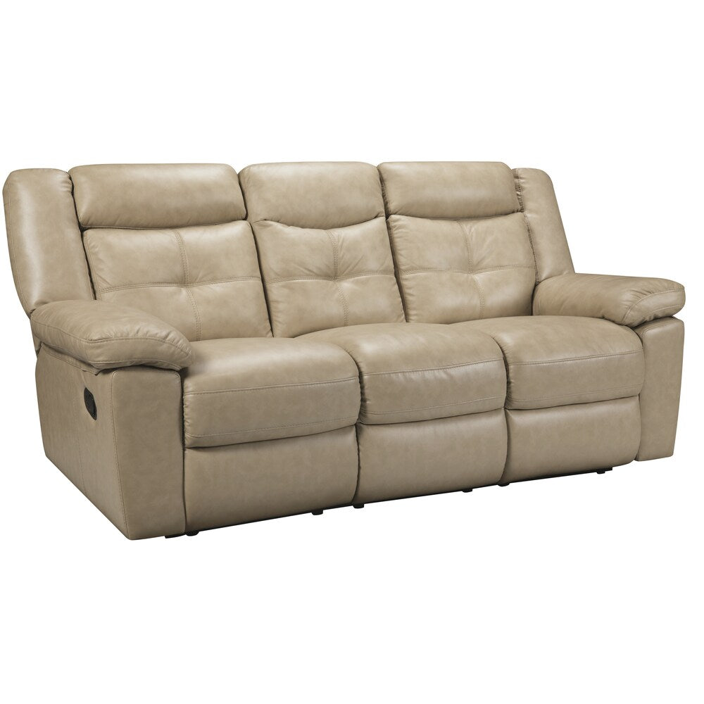 Cove Taupe Italian Leather Reclining Sofa and Recliner Chair