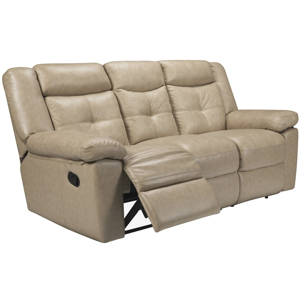 Cove Taupe Italian Leather Reclining Sofa and Recliner Chair