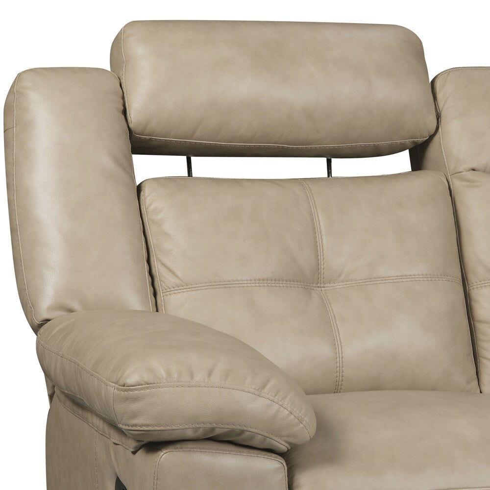 Cove Taupe Italian Leather Reclining Sofa and Recliner Chair