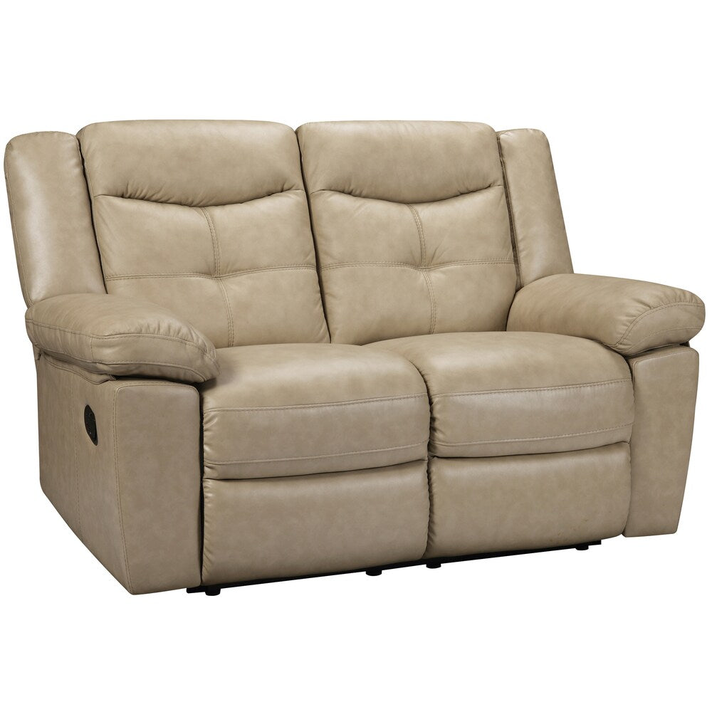 Cove Taupe Italian Leather Reclining Sofa and Recliner Chair