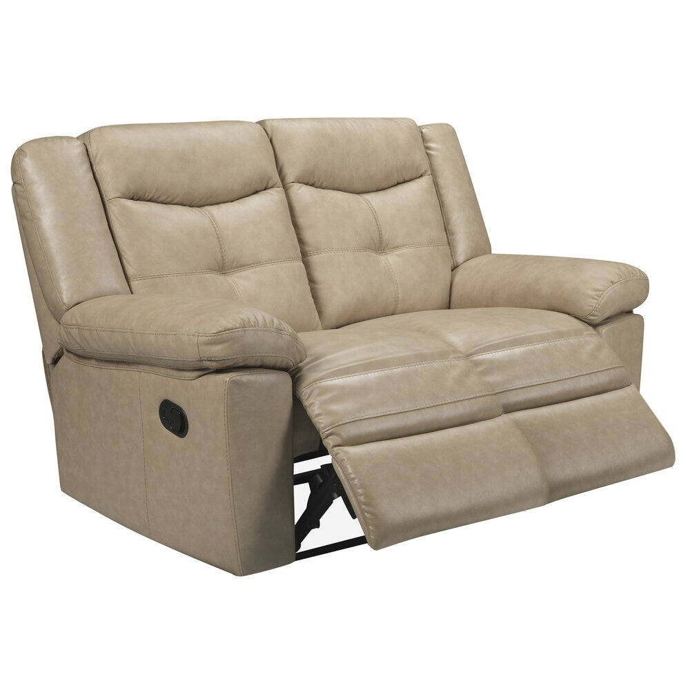 Cove Taupe Italian Leather Reclining Sofa and Recliner Chair