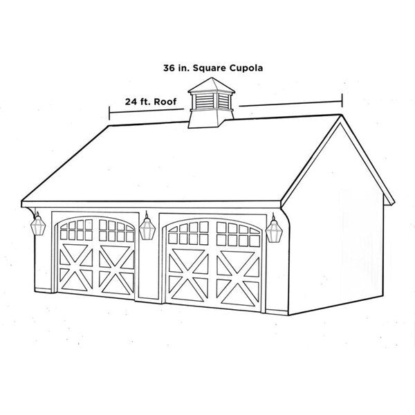 Coventry Vinyl Cupola with Black Aluminum Roof 18" x 24" by Good Directions