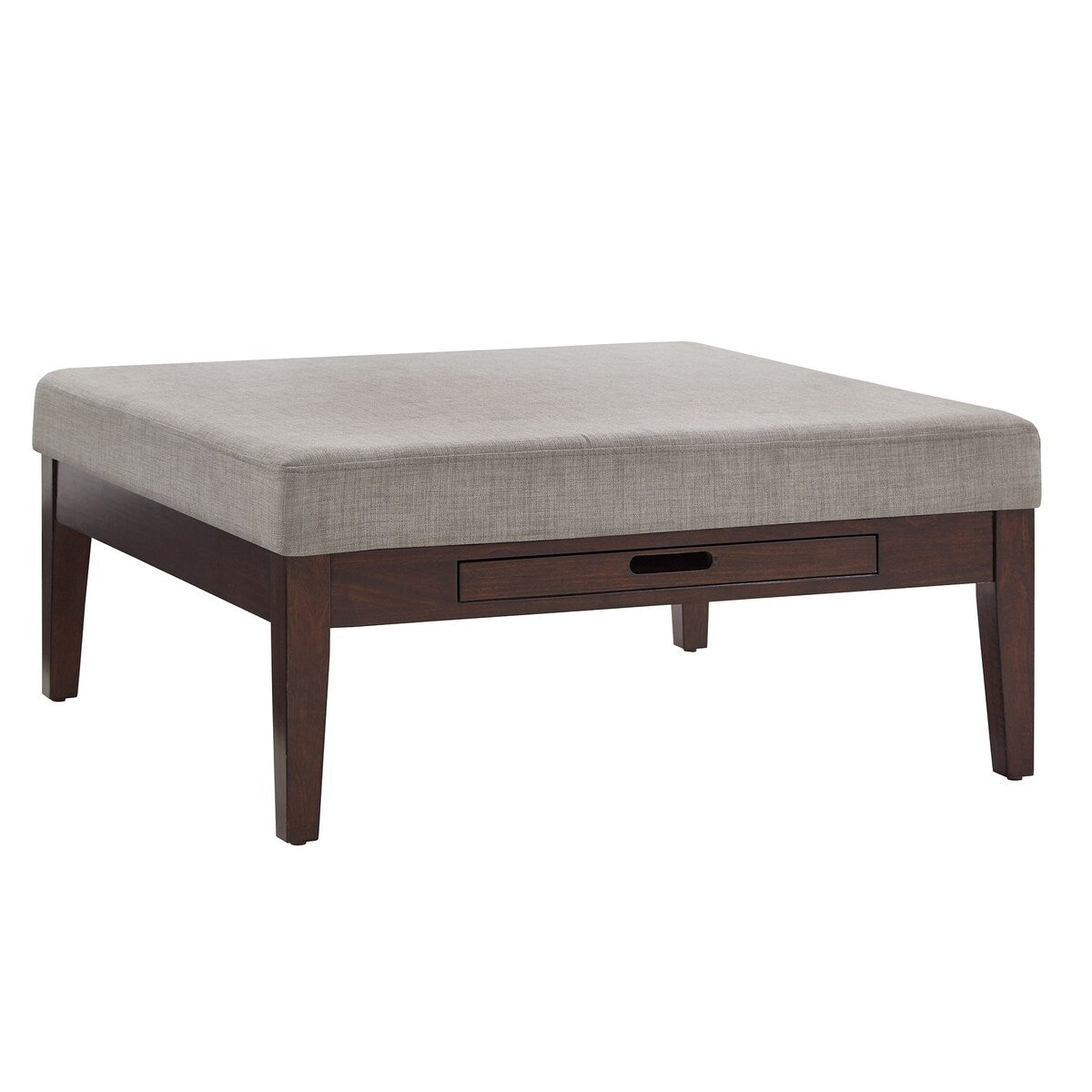 Covey Espresso Finish Linen Square Storage Ottoman by iNSPIRE Q Modern