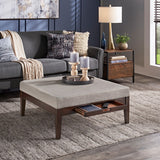Covey Espresso Finish Linen Square Storage Ottoman by iNSPIRE Q Modern
