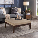 Covey Espresso Finish Linen Square Storage Ottoman by iNSPIRE Q Modern