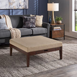 Covey Espresso Finish Linen Square Storage Ottoman by iNSPIRE Q Modern