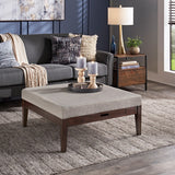 Covey Espresso Finish Linen Square Storage Ottoman by iNSPIRE Q Modern