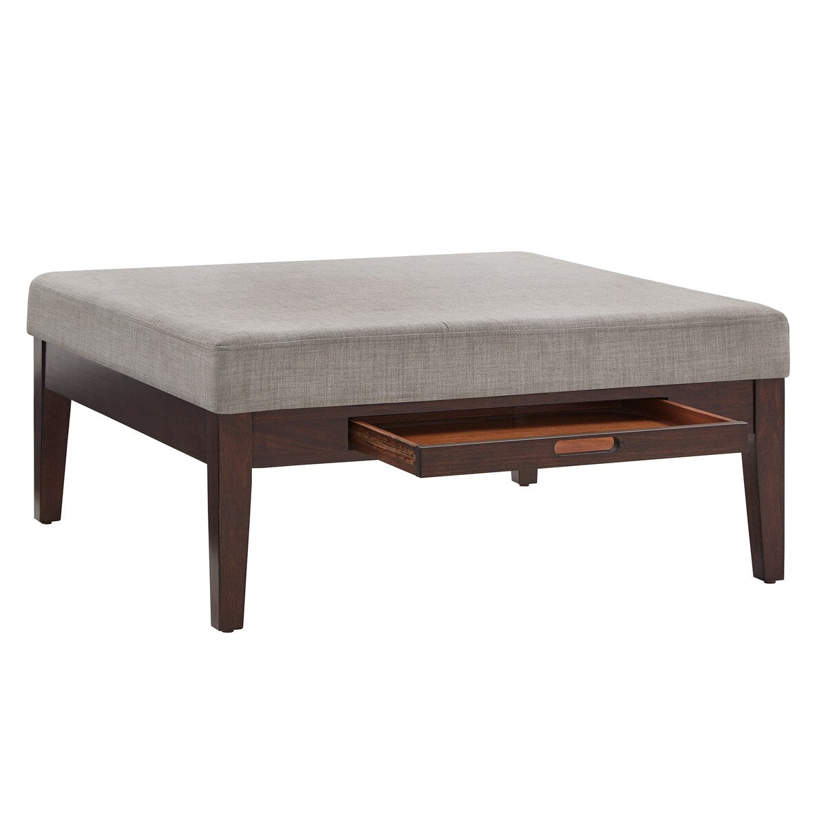 Covey Espresso Finish Linen Square Storage Ottoman by iNSPIRE Q Modern