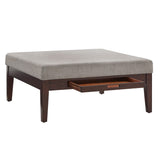 Covey Espresso Finish Linen Square Storage Ottoman by iNSPIRE Q Modern