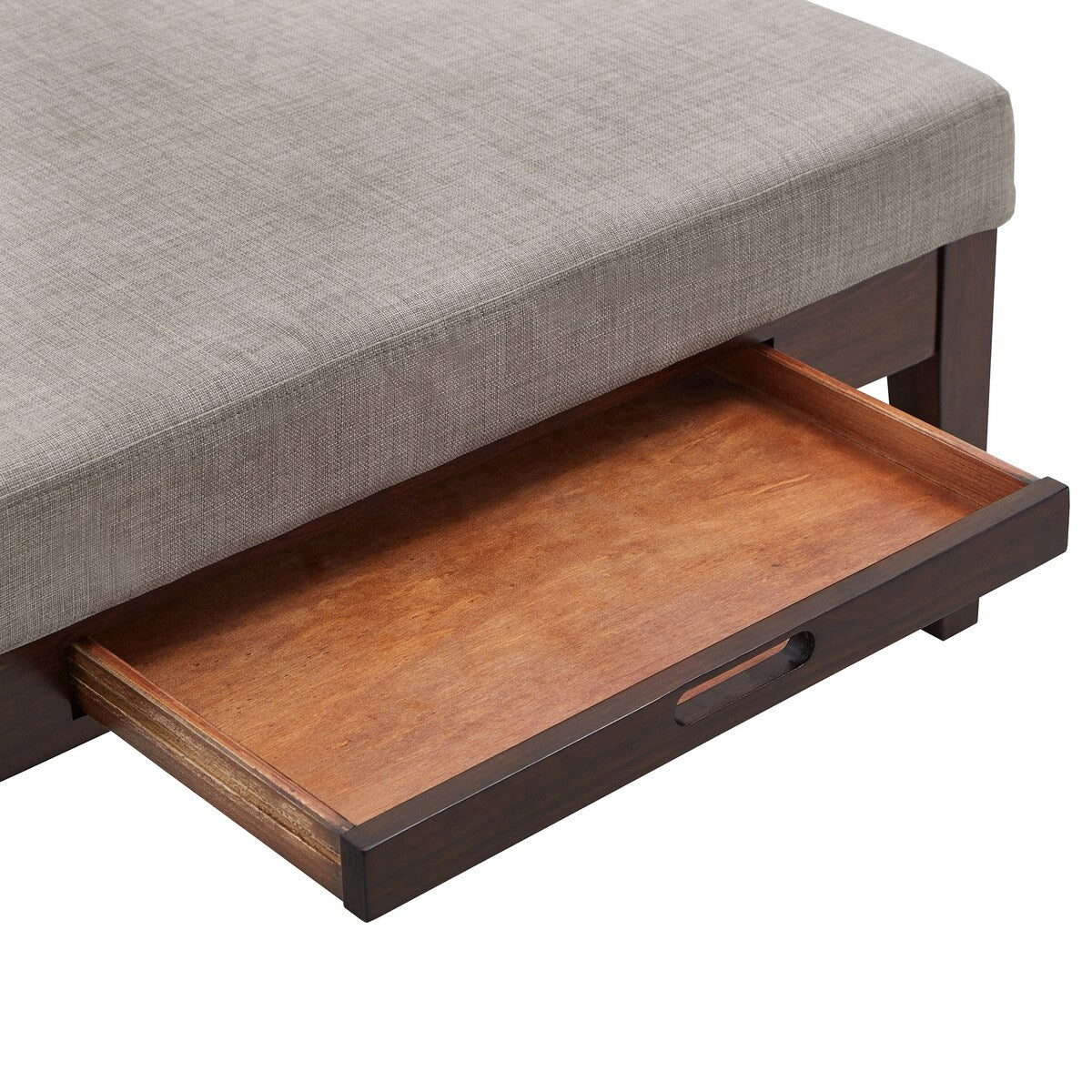 Covey Espresso Finish Linen Square Storage Ottoman by iNSPIRE Q Modern