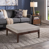 Covey Espresso Finish Linen Square Storage Ottoman by iNSPIRE Q Modern