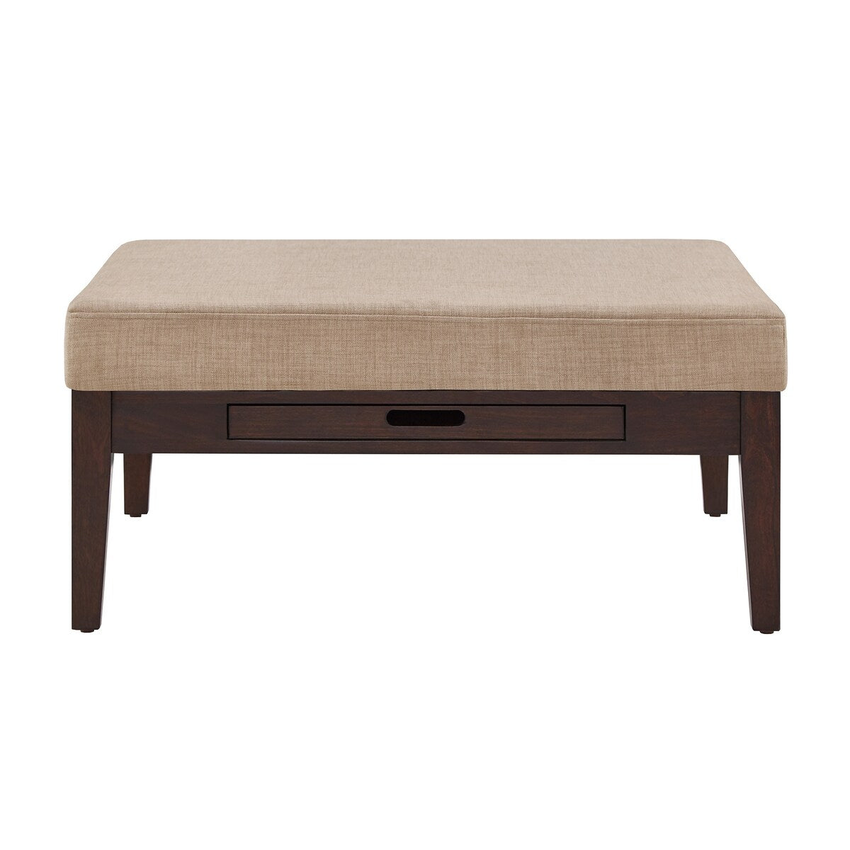 Covey Espresso Finish Linen Square Storage Ottoman by iNSPIRE Q Modern