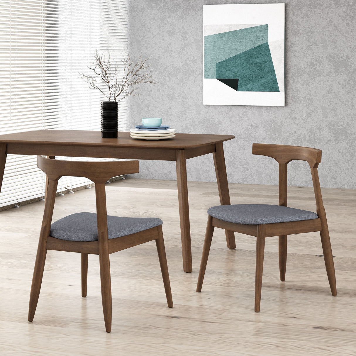 Cowen Upholstered Fabric and Rubberwood Dining Chairs (Set of 2) by Christopher Knight Home