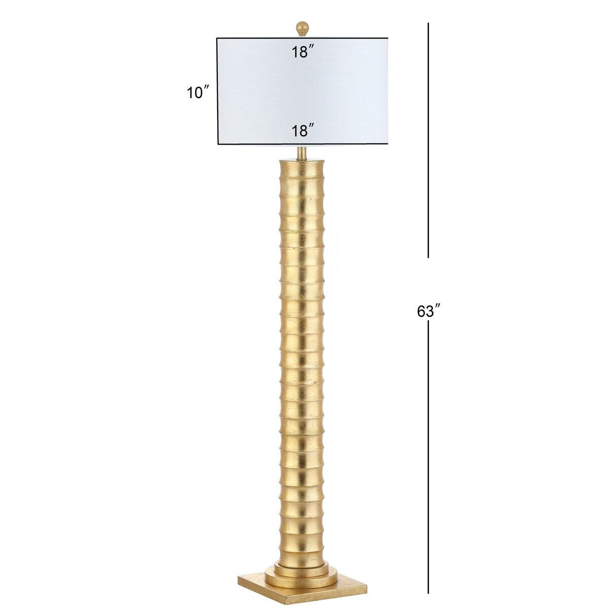 Cox 63" Metal LED Floor Lamp, Gold Leaf by JONATHAN Y - Gold leaf - 63" H x 18" W x 18" D
