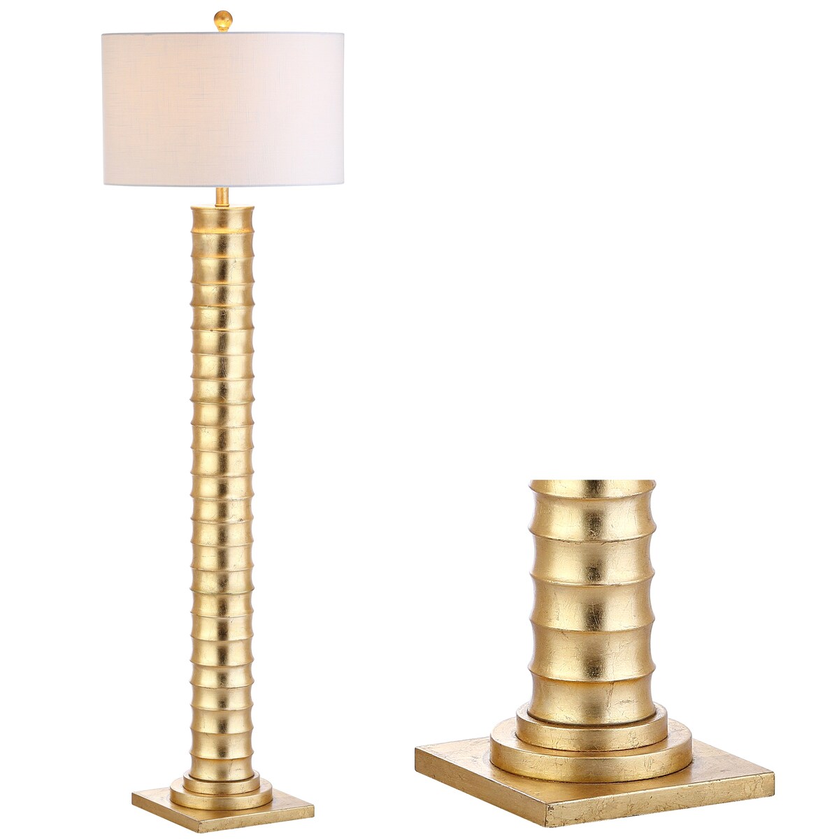 Cox 63" Metal LED Floor Lamp, Gold Leaf by JONATHAN Y - Gold leaf - 63" H x 18" W x 18" D