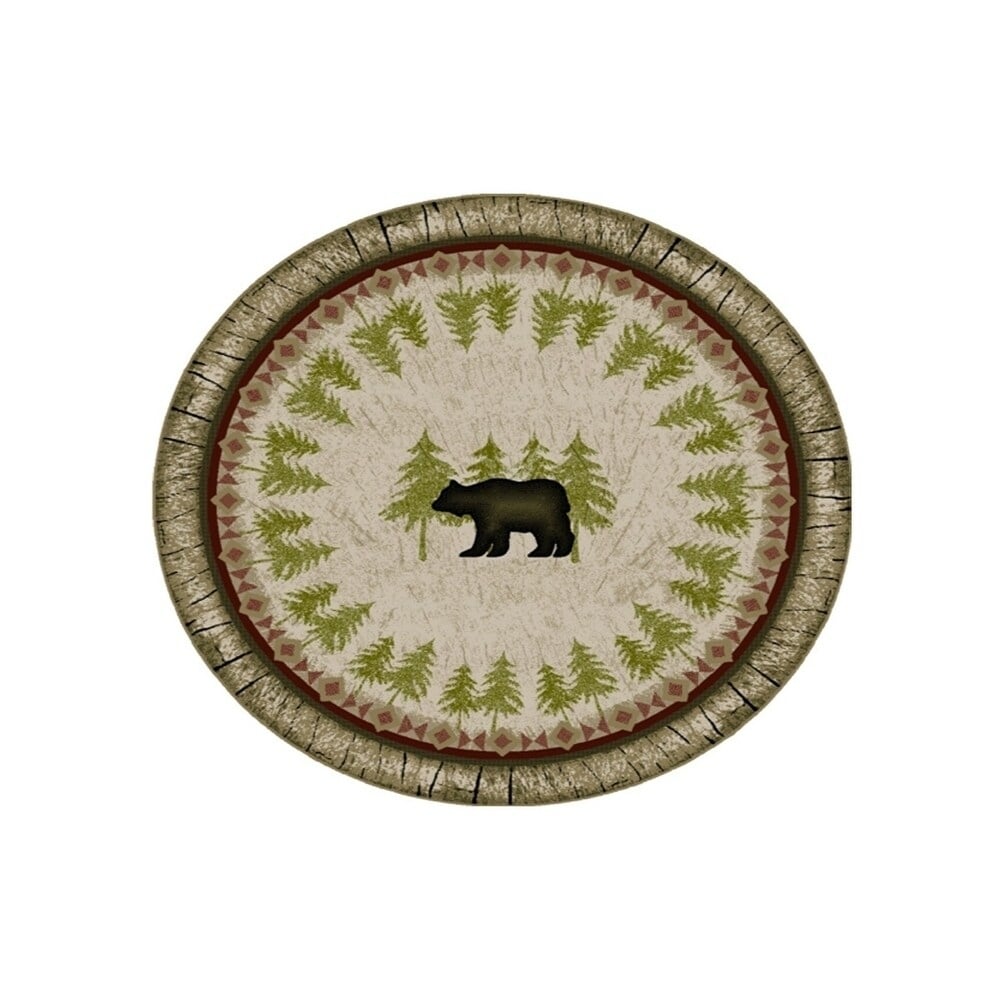 Cozy Cabin Birch Bear Washable Accent Rug