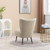 Cozy Curved Wingback Armchair, Corner Side Chair for Bedroom Living Room Office Cafe Lounge Hotel