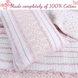 Cozy Line Pretty in Pink Girly Ruffle Pink Cotton Quilt Bedding Set with 2 Throw Pillows