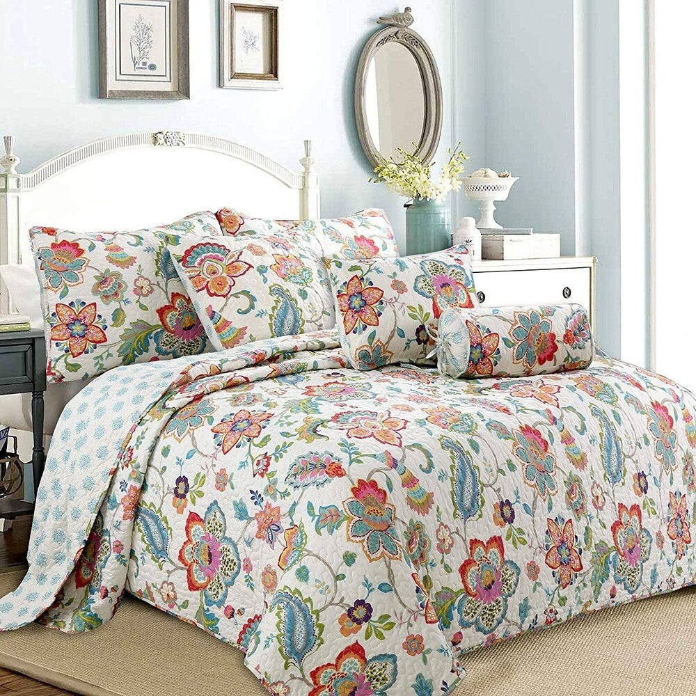 Cozy Line Simone Floral Reversible 3-Piece King-Size Quilt Set