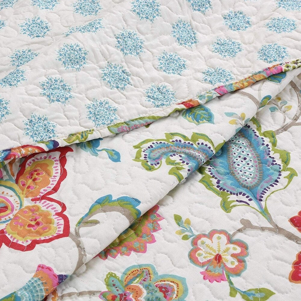 Cozy Line Simone Floral Reversible 3-Piece King-Size Quilt Set