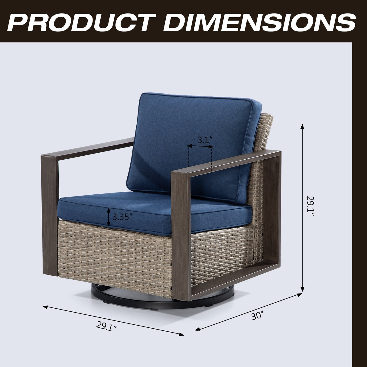 Cozywor 2-Piece Patio Wicker Outdoor Rocking Chair with Metal Frame and Cushions