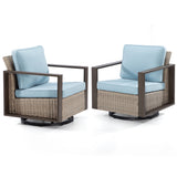 Cozywor 2-Piece Patio Wicker Outdoor Rocking Chair with Metal Frame and Cushions