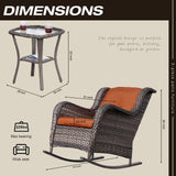 Cozywor 3-Piece Patio Wicker Outdoor Rocking Chair Set