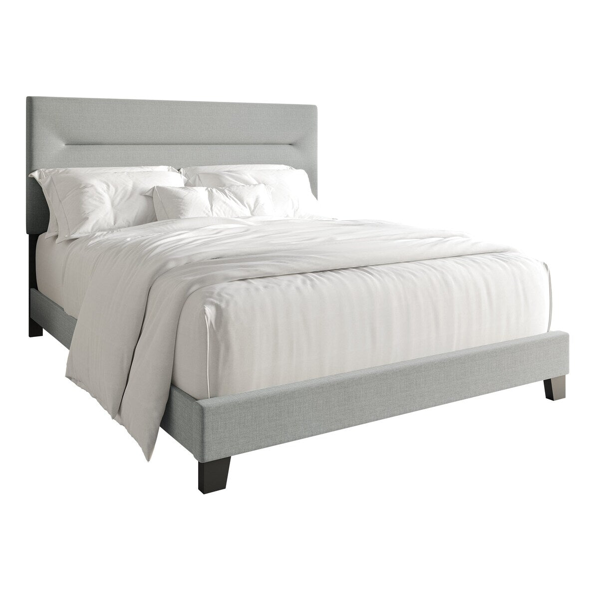 CraftPorch 4-pieces Contemporary Grey Bed with Brown Furniture Bedroom Set