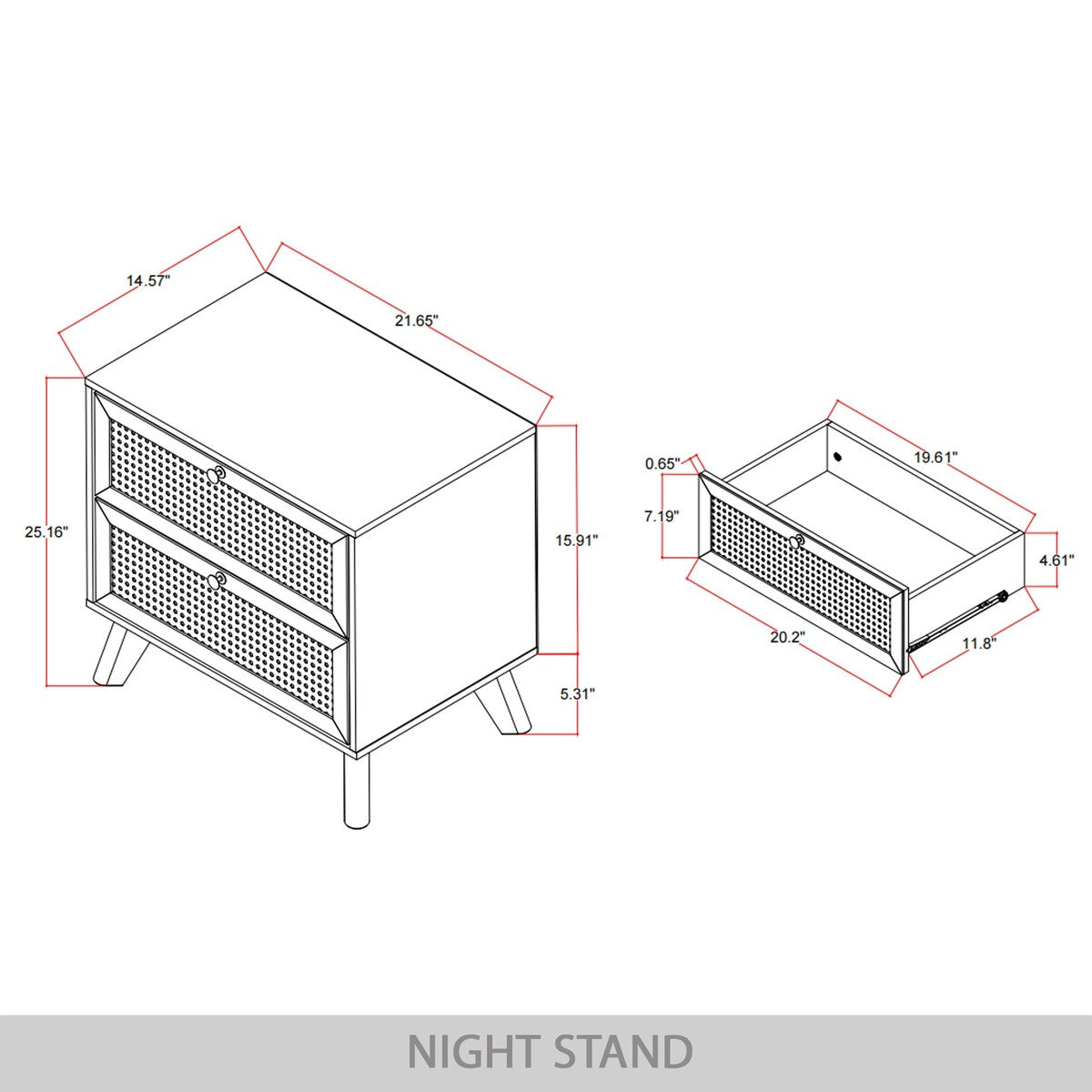 CraftPorch 4-pieces Mid-Century Modern Bedroom Set