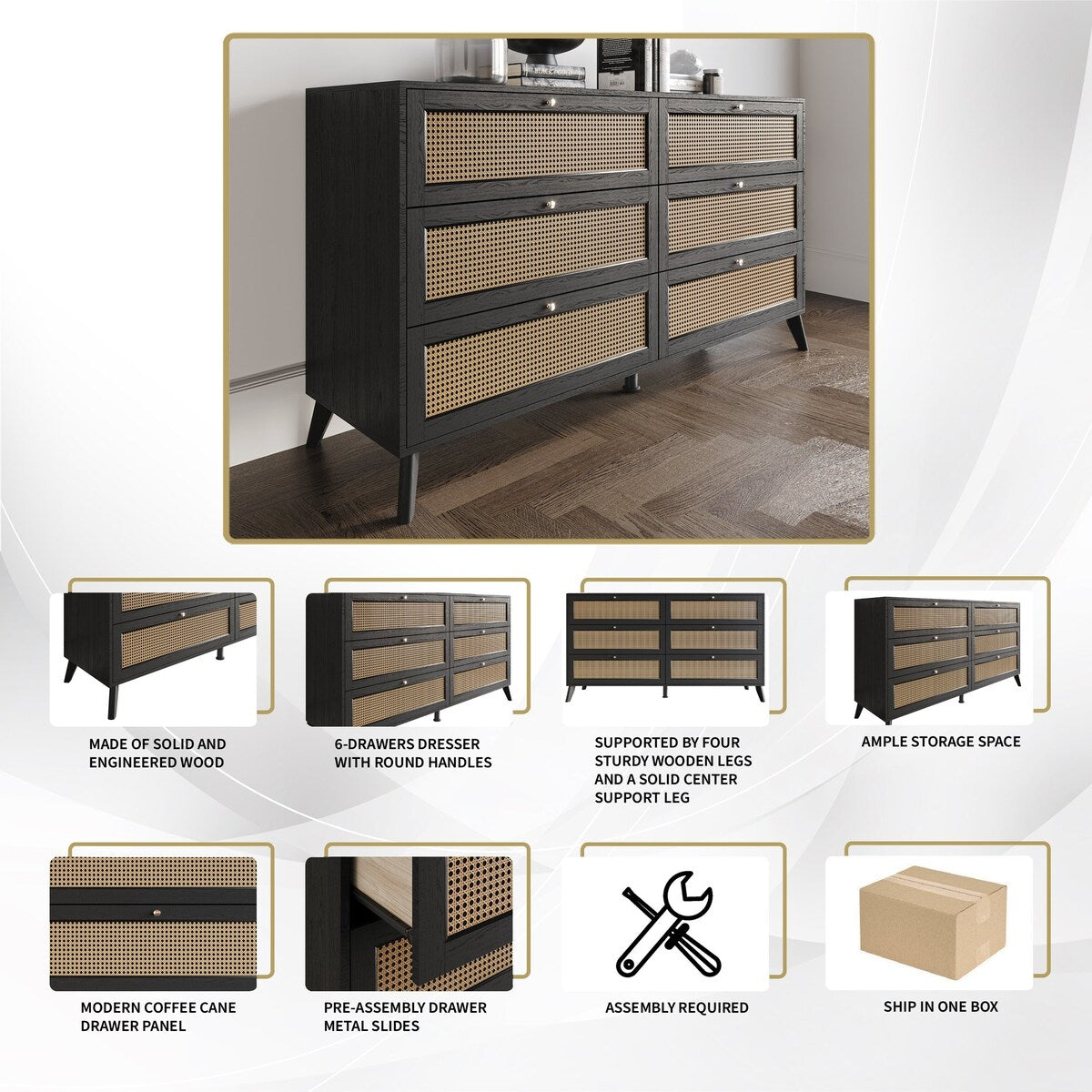 CraftPorch 4-pieces Mid-Century Modern Bedroom Set